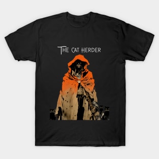 Cat Herder: The Cat Herder on a dark (Knocked Out) background T-Shirt